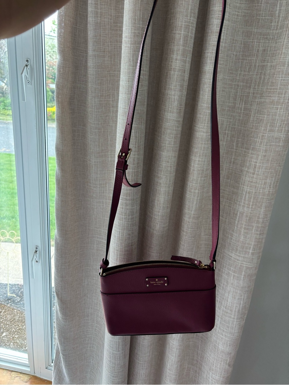 kate spade Pebbled Leather Crossbody in Deep Berry